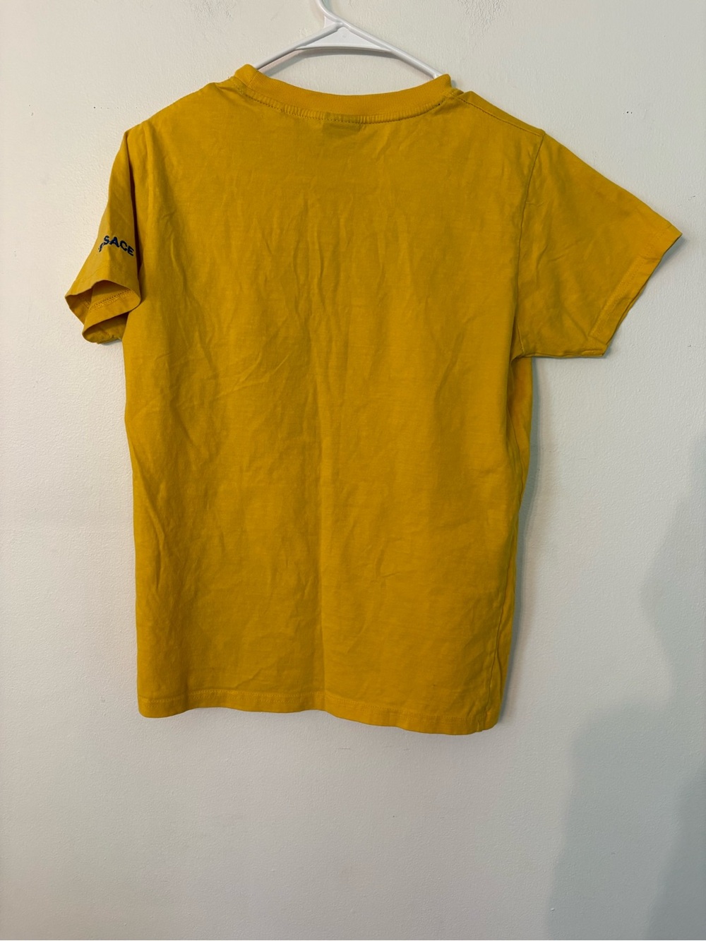 Versace Yellow Short Sleeve Logo Tee with Blue Embroidery - Picture 5 of 9